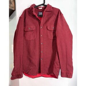 J Crew heavy duty Sportsman Outfitter red black check lined Shacket button up XL